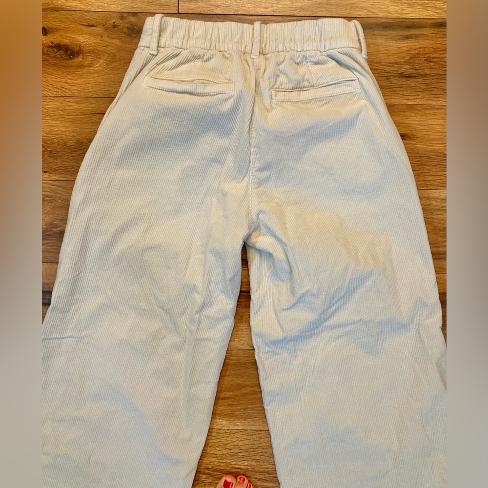 American Eagle 00 Corduroy Off Cream Off White Baggy Wide Leg Stretch - Picture 11 of 12